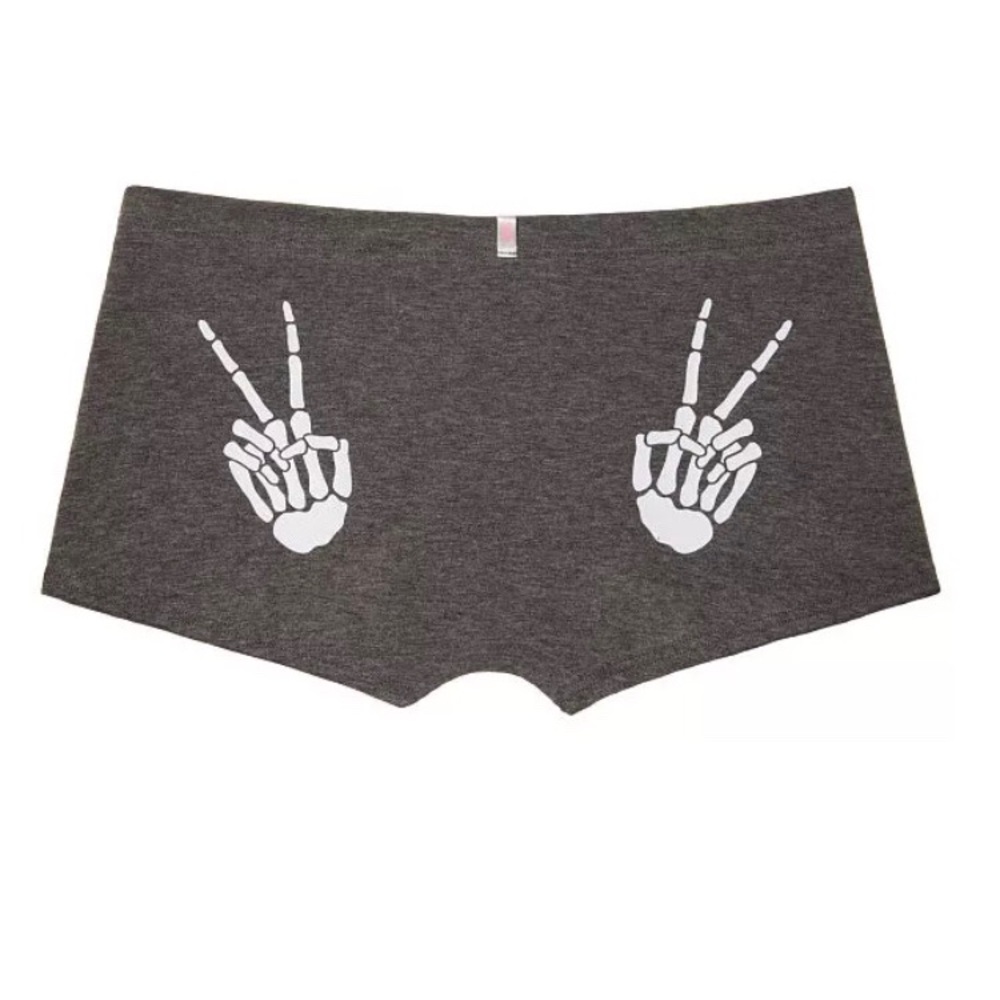 VS PINK Halloween Peace Skeleton Hands Boyshort